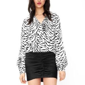 Generation Love Zebra Print V-Neck Blouse